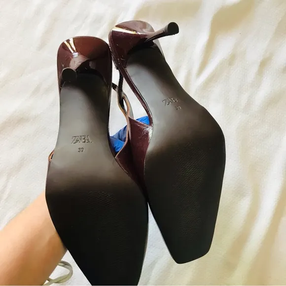 Zara Women's Brown Slingback Heels