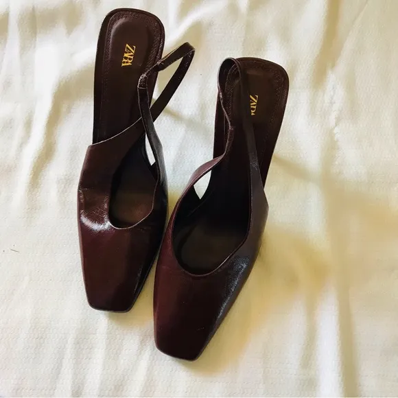 Zara Women's Brown Slingback Heels